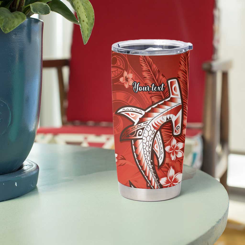 Personalized Hawaiian Maori Hammerhead Shark Tumbler Cup Ulaula Plumeria LT9 - Polynesian Pride