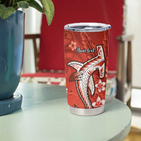 Personalized Hawaiian Maori Hammerhead Shark Tumbler Cup Ulaula Plumeria LT9 - Polynesian Pride