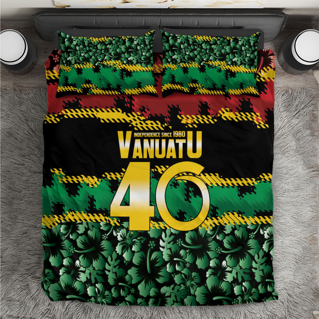 Vanuatu 46th Year Anniversary Bedding Set 30 July 1980 Hibiscus Seamless Pattern