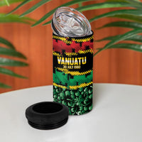 Vanuatu 46th Year Anniversary 4 in 1 Can Cooler Tumbler 30 July 1980 Hibiscus Seamless Pattern