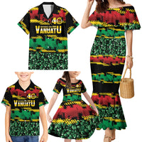 Vanuatu 46th Year Anniversary Family Matching Mermaid Dress and Hawaiian Shirt 30 July 1980 Hibiscus Seamless Pattern