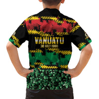 Vanuatu 46th Year Anniversary Family Matching Summer Maxi Dress and Hawaiian Shirt 30 July 1980 Hibiscus Seamless Pattern
