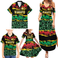 Vanuatu 46th Year Anniversary Family Matching Summer Maxi Dress and Hawaiian Shirt 30 July 1980 Hibiscus Seamless Pattern