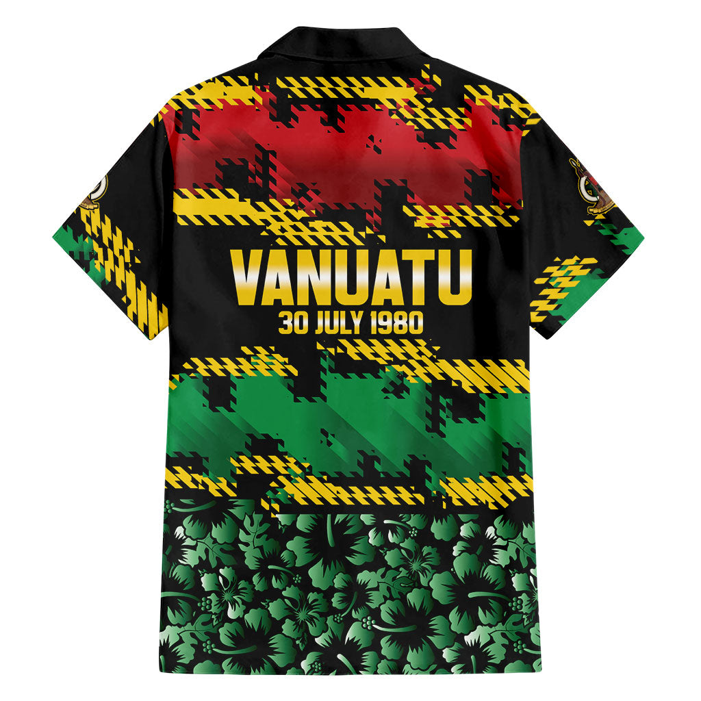 Vanuatu 46th Year Anniversary Family Matching Tank Maxi Dress and Hawaiian Shirt 30 July 1980 Hibiscus Seamless Pattern