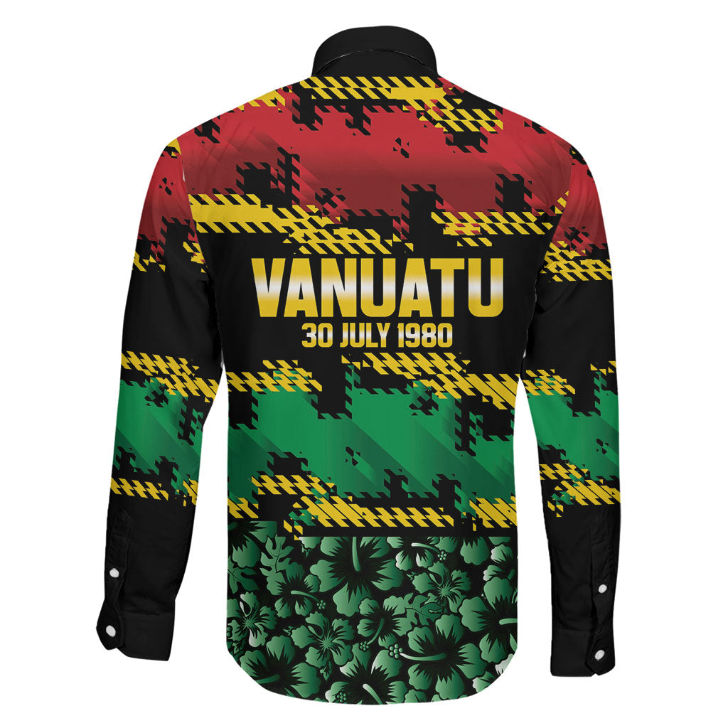 Vanuatu 46th Year Anniversary Family Matching Tank Maxi Dress and Hawaiian Shirt 30 July 1980 Hibiscus Seamless Pattern