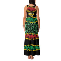 Vanuatu 46th Year Anniversary Family Matching Tank Maxi Dress and Hawaiian Shirt 30 July 1980 Hibiscus Seamless Pattern