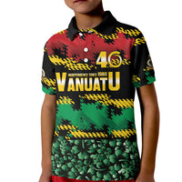 Vanuatu 46th Year Anniversary Kid Polo Shirt 30 July 1980 Hibiscus Seamless Pattern
