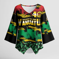 Vanuatu 46th Year Anniversary Kimono Sleeve Blouse 30 July 1980 Hibiscus Seamless Pattern