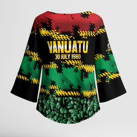 Vanuatu 46th Year Anniversary Kimono Sleeve Blouse 30 July 1980 Hibiscus Seamless Pattern