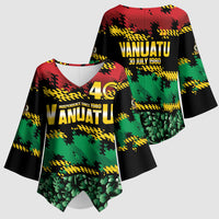 Vanuatu 46th Year Anniversary Kimono Sleeve Blouse 30 July 1980 Hibiscus Seamless Pattern