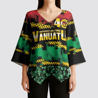 Vanuatu 46th Year Anniversary Kimono Sleeve Blouse 30 July 1980 Hibiscus Seamless Pattern