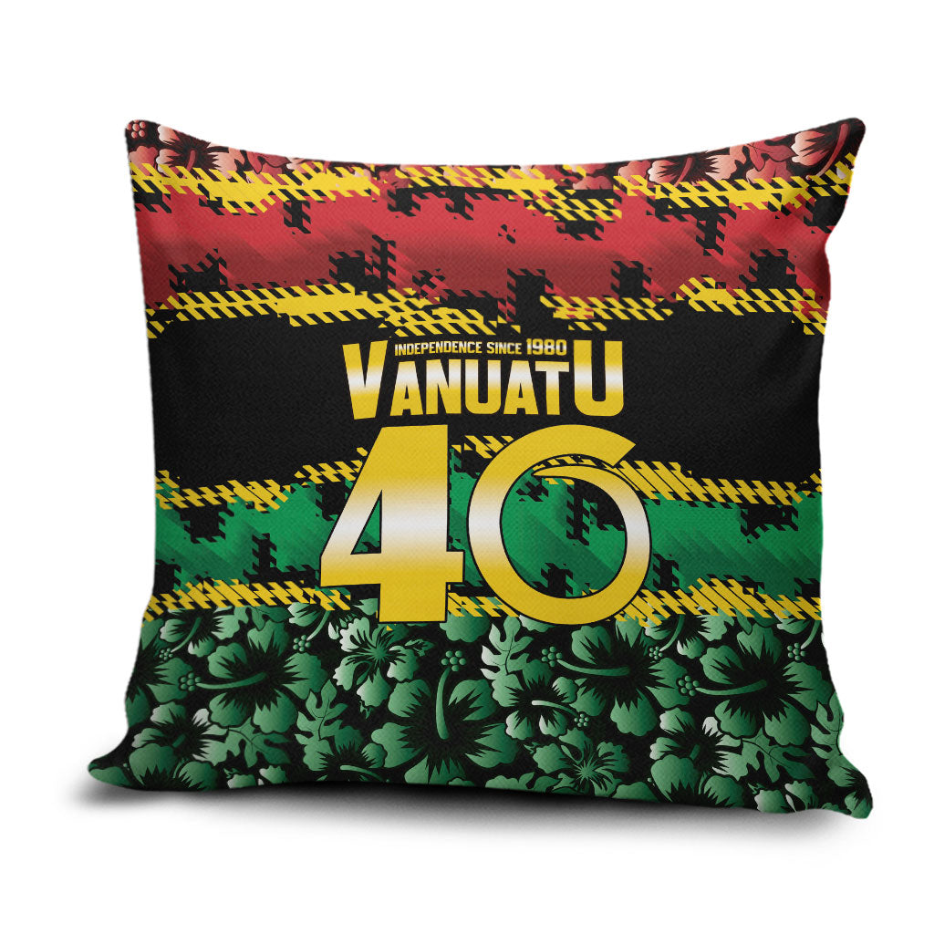Vanuatu 46th Year Anniversary Pillow Cover 30 July 1980 Hibiscus Seamless Pattern