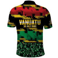 Vanuatu 46th Year Anniversary Polo Shirt 30 July 1980 Hibiscus Seamless Pattern