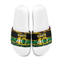 Vanuatu 46th Year Anniversary Slide Sandals 30 July 1980 Hibiscus Seamless Pattern