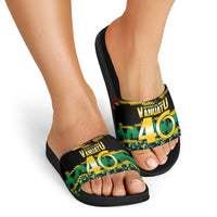 Vanuatu 46th Year Anniversary Slide Sandals 30 July 1980 Hibiscus Seamless Pattern
