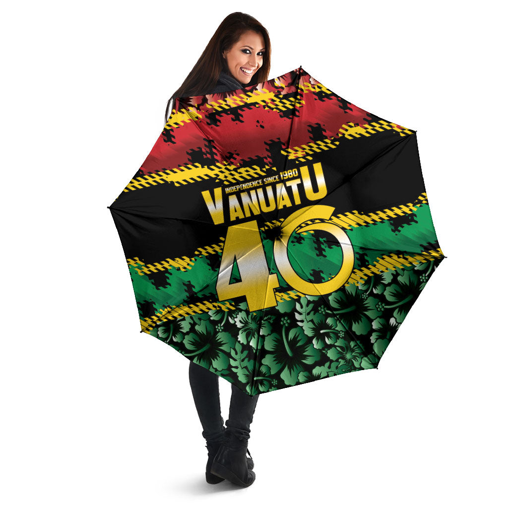 Vanuatu 46th Year Anniversary Umbrella 30 July 1980 Hibiscus Seamless Pattern LT9 - Polynesian Pride