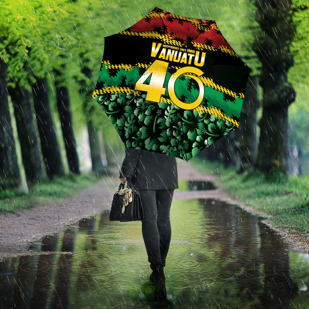 Vanuatu 46th Year Anniversary Umbrella 30 July 1980 Hibiscus Seamless Pattern LT9 - Polynesian Pride