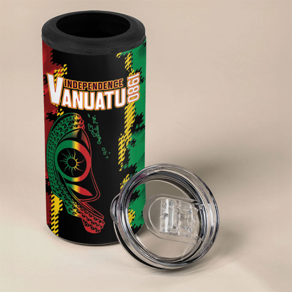 Vanuatu 46th Year Anniversary 4 in 1 Can Cooler Tumbler Tamtam Slit Drums Long God Yumi Stanap LT9 - Polynesian Pride