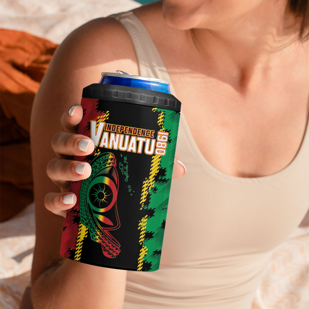 Vanuatu 46th Year Anniversary 4 in 1 Can Cooler Tumbler Tamtam Slit Drums Long God Yumi Stanap LT9 - Polynesian Pride