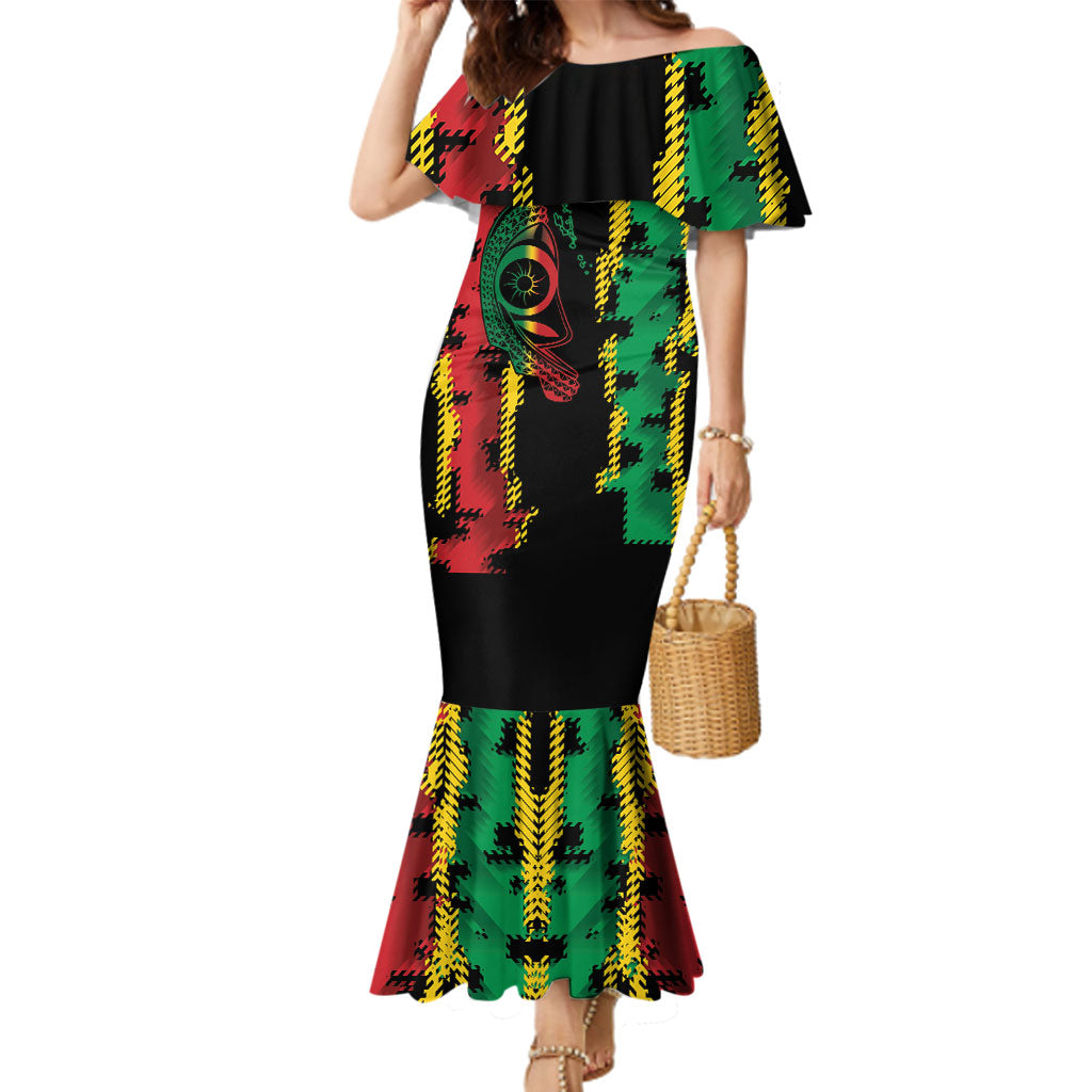 Vanuatu 46th Year Anniversary Family Matching Mermaid Dress and Hawaiian Shirt Tamtam Slit Drums Long God Yumi Stanap