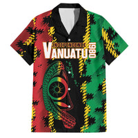 Vanuatu 46th Year Anniversary Family Matching Off The Shoulder Long Sleeve Dress and Hawaiian Shirt Tamtam Slit Drums Long God Yumi Stanap