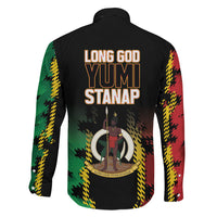 Vanuatu 46th Year Anniversary Family Matching Off The Shoulder Long Sleeve Dress and Hawaiian Shirt Tamtam Slit Drums Long God Yumi Stanap