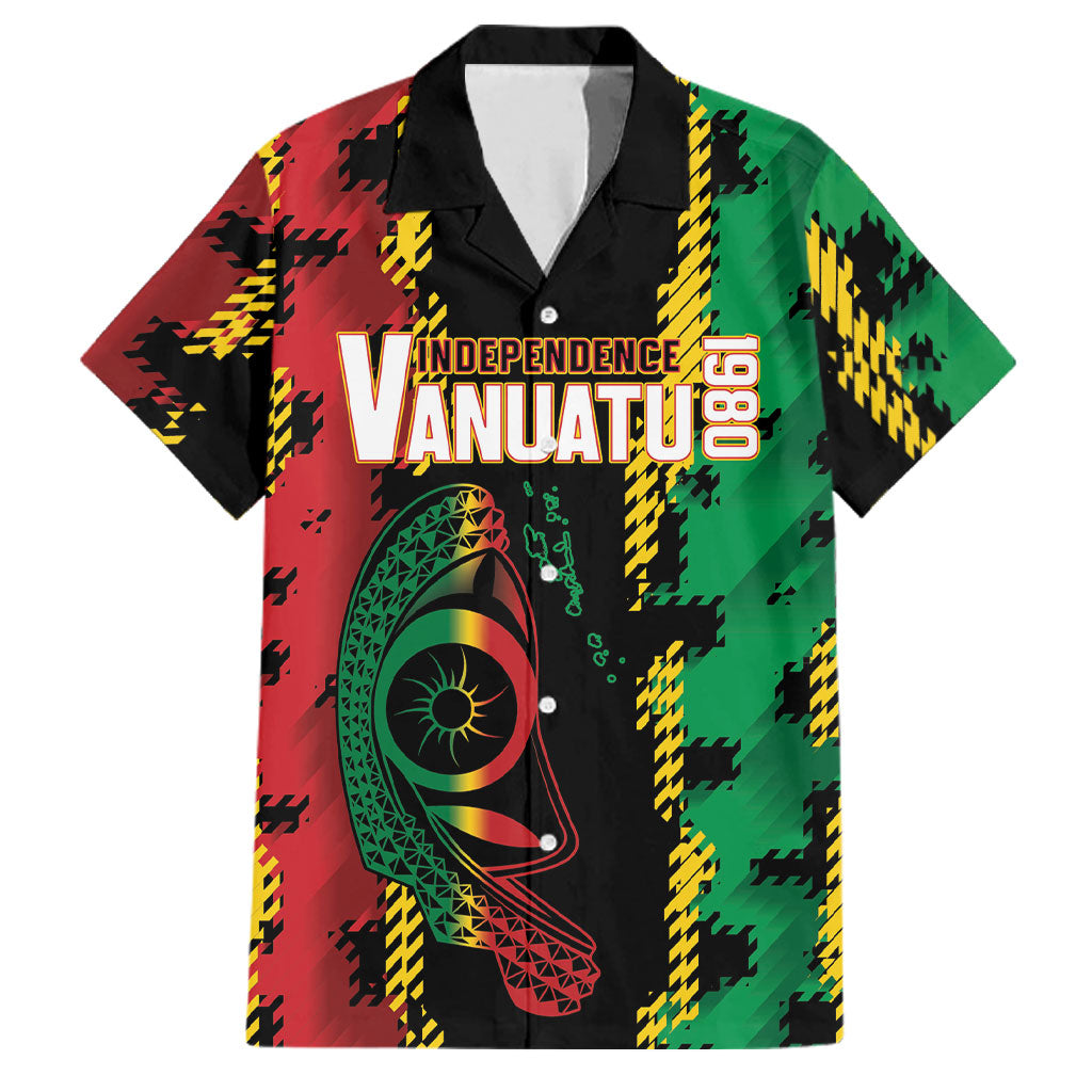 Vanuatu 46th Year Anniversary Family Matching Off Shoulder Maxi Dress and Hawaiian Shirt Tamtam Slit Drums Long God Yumi Stanap