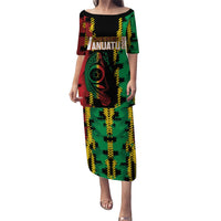 Vanuatu 46th Year Anniversary Family Matching Puletasi and Hawaiian Shirt Tamtam Slit Drums Long God Yumi Stanap