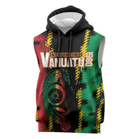 Vanuatu 46th Year Anniversary Sleeveless Hoodie Tamtam Slit Drums Long God Yumi Stanap