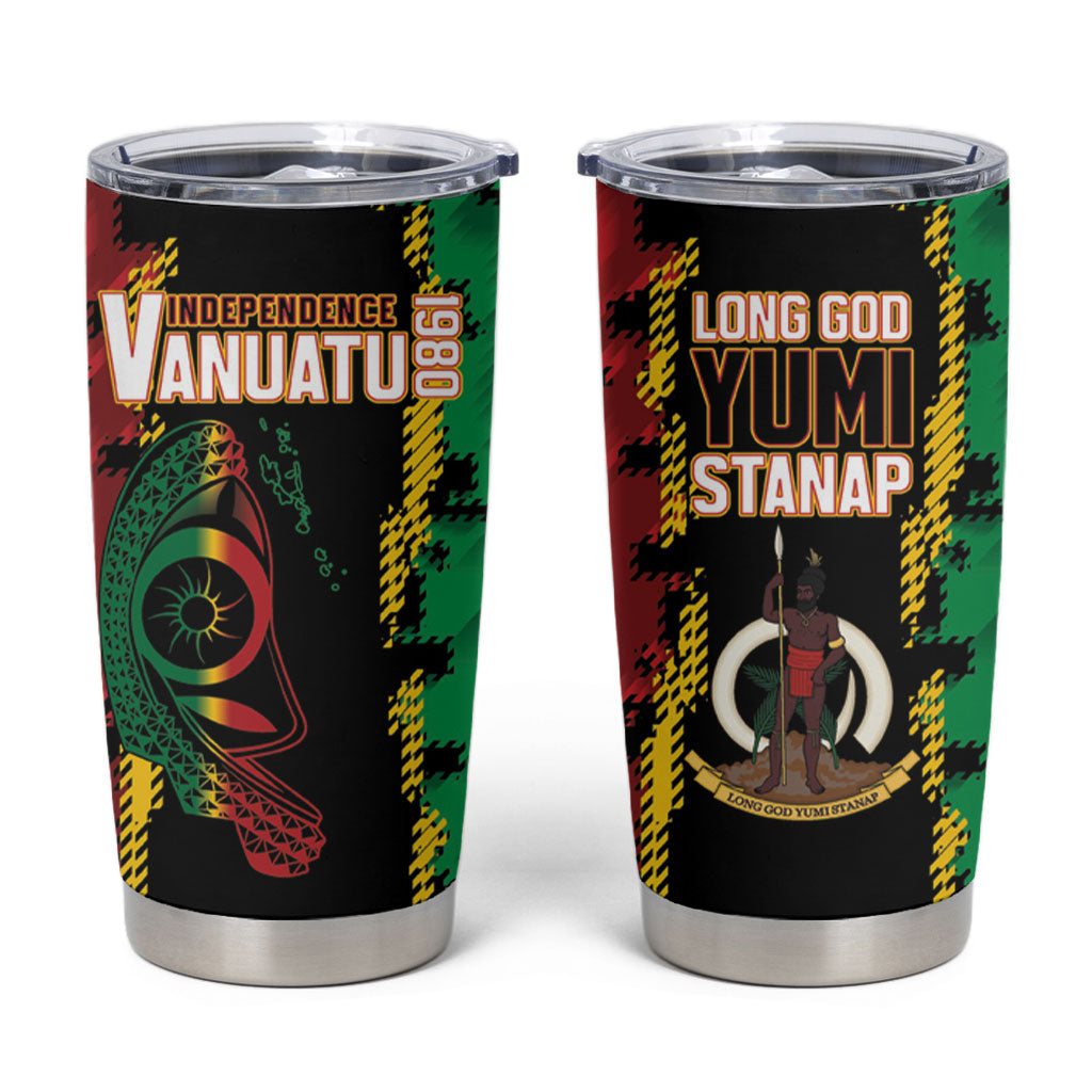 Vanuatu 46th Year Anniversary Tumbler Cup Tamtam Slit Drums Long God Yumi Stanap