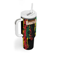 Vanuatu 46th Year Anniversary Tumbler With Handle Tamtam Slit Drums Long God Yumi Stanap LT9 - Polynesian Pride