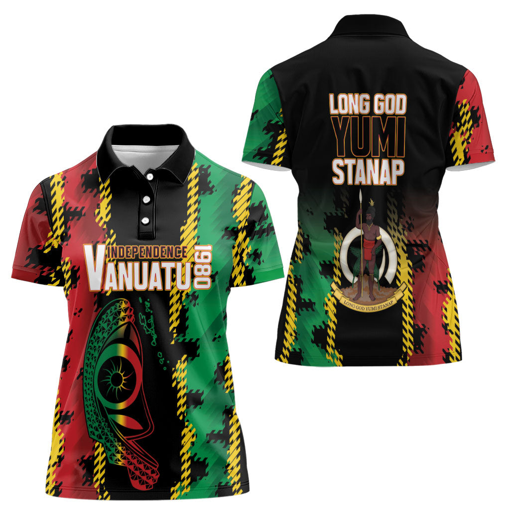 Vanuatu 46th Year Anniversary Women Polo Shirt Tamtam Slit Drums Long God Yumi Stanap LT9 - Polynesian Pride