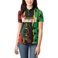 Vanuatu 46th Year Anniversary Women Polo Shirt Tamtam Slit Drums Long God Yumi Stanap LT9 - Polynesian Pride
