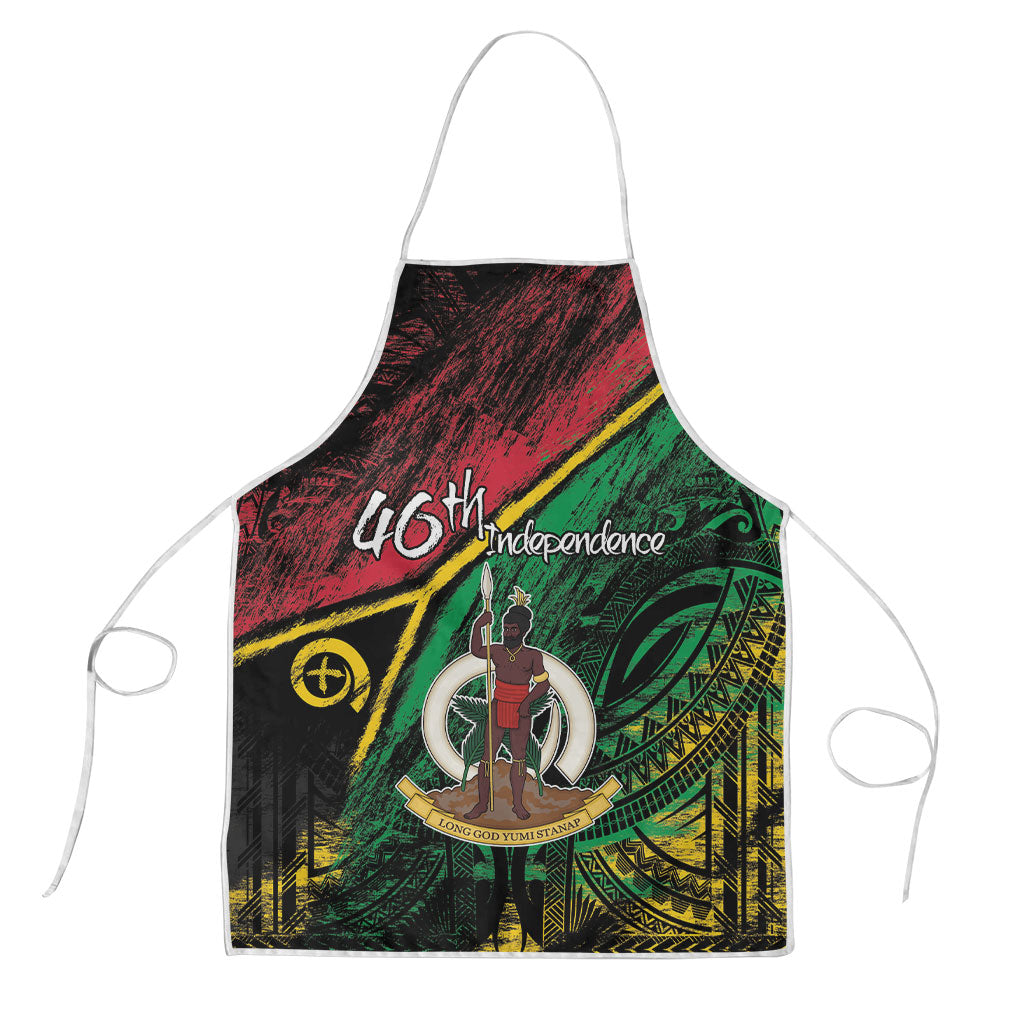 Vanuatu 46th Year Anniversary Apron Vintage Grunge Vanuatu Flag Heritage