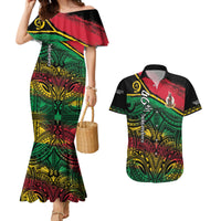 Vanuatu 46th Year Anniversary Couples Matching Mermaid Dress and Hawaiian Shirt Vintage Grunge Vanuatu Flag Heritage