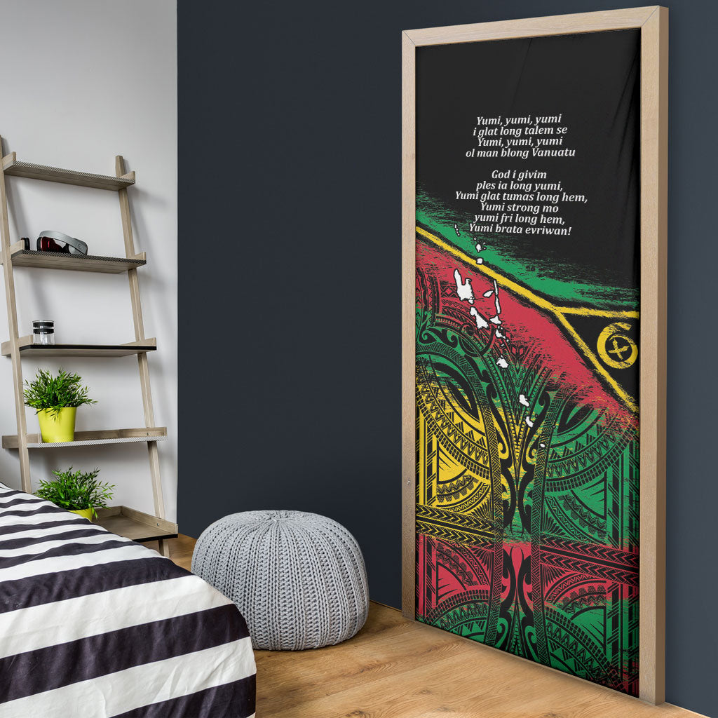 Vanuatu 46th Year Anniversary Door Cover Vintage Grunge Vanuatu Flag Heritage