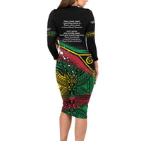 Vanuatu 46th Year Anniversary Family Matching Long Sleeve Bodycon Dress and Hawaiian Shirt Vintage Grunge Vanuatu Flag Heritage