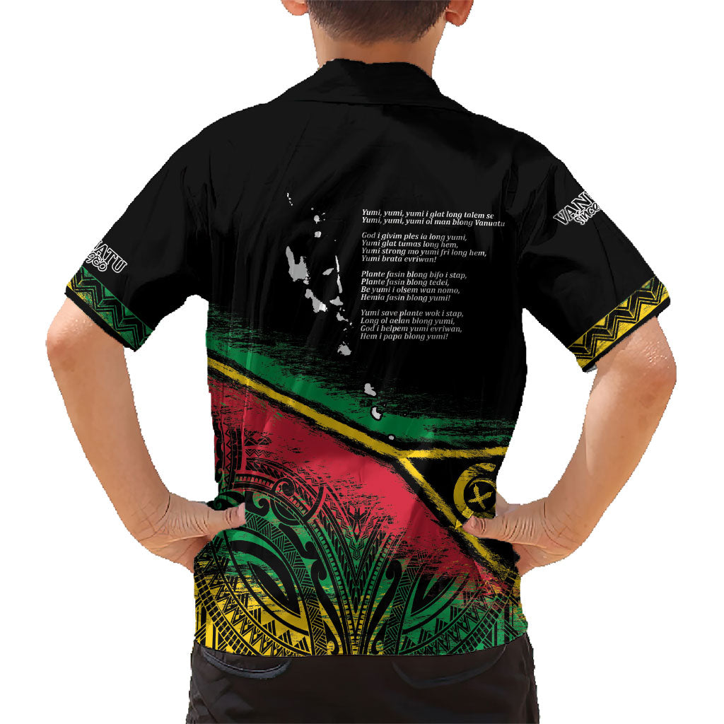 Vanuatu 46th Year Anniversary Family Matching Mermaid Dress and Hawaiian Shirt Vintage Grunge Vanuatu Flag Heritage