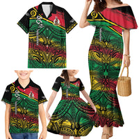 Vanuatu 46th Year Anniversary Family Matching Mermaid Dress and Hawaiian Shirt Vintage Grunge Vanuatu Flag Heritage