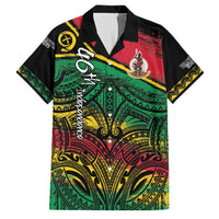 Vanuatu 46th Year Anniversary Family Matching Off The Shoulder Long Sleeve Dress and Hawaiian Shirt Vintage Grunge Vanuatu Flag Heritage