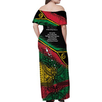 Vanuatu 46th Year Anniversary Family Matching Off Shoulder Maxi Dress and Hawaiian Shirt Vintage Grunge Vanuatu Flag Heritage