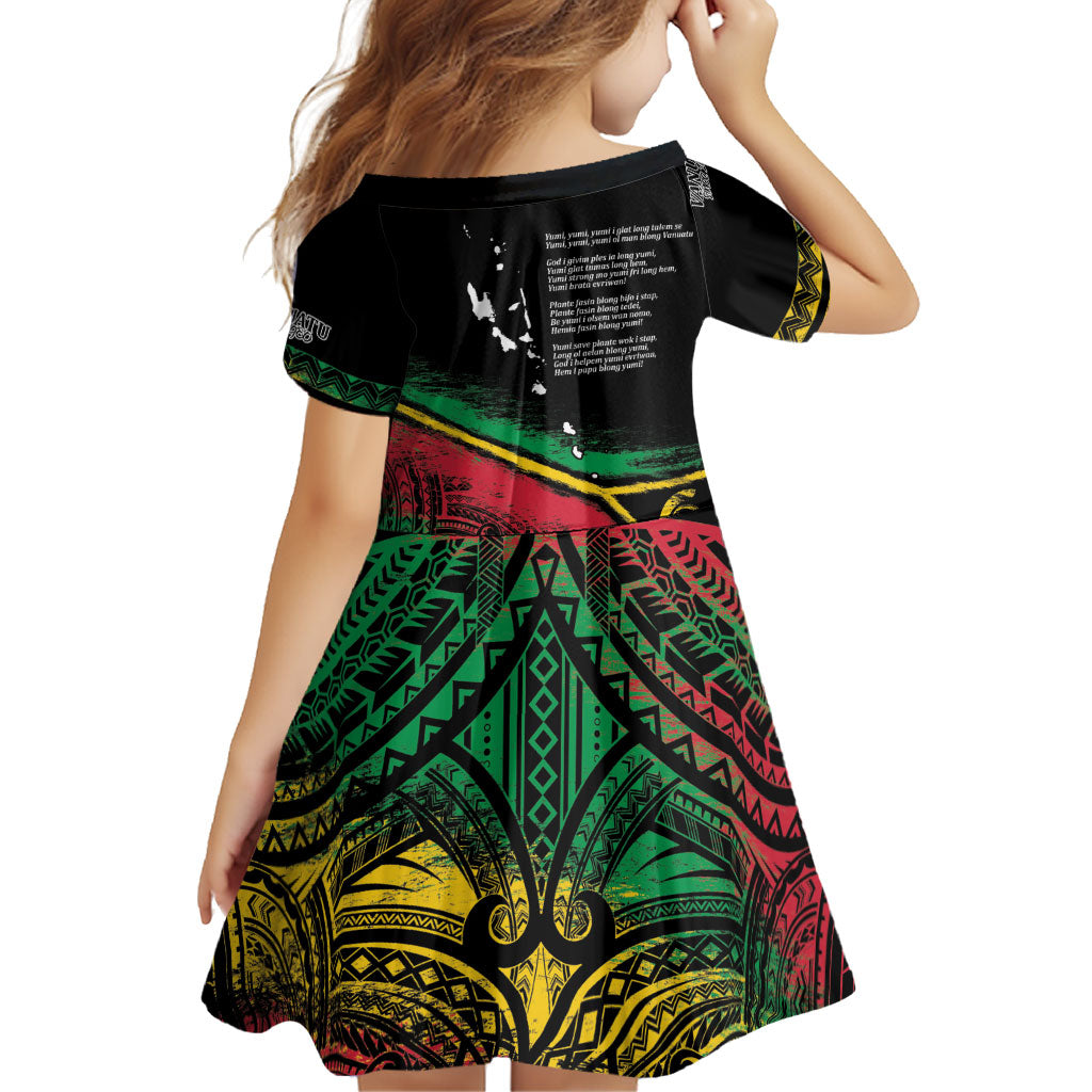 Vanuatu 46th Year Anniversary Family Matching Off Shoulder Short Dress and Hawaiian Shirt Vintage Grunge Vanuatu Flag Heritage