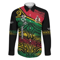 Vanuatu 46th Year Anniversary Family Matching Off Shoulder Short Dress and Hawaiian Shirt Vintage Grunge Vanuatu Flag Heritage