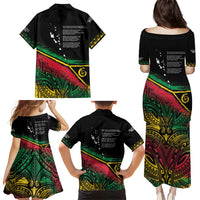 Vanuatu 46th Year Anniversary Family Matching Puletasi and Hawaiian Shirt Vintage Grunge Vanuatu Flag Heritage