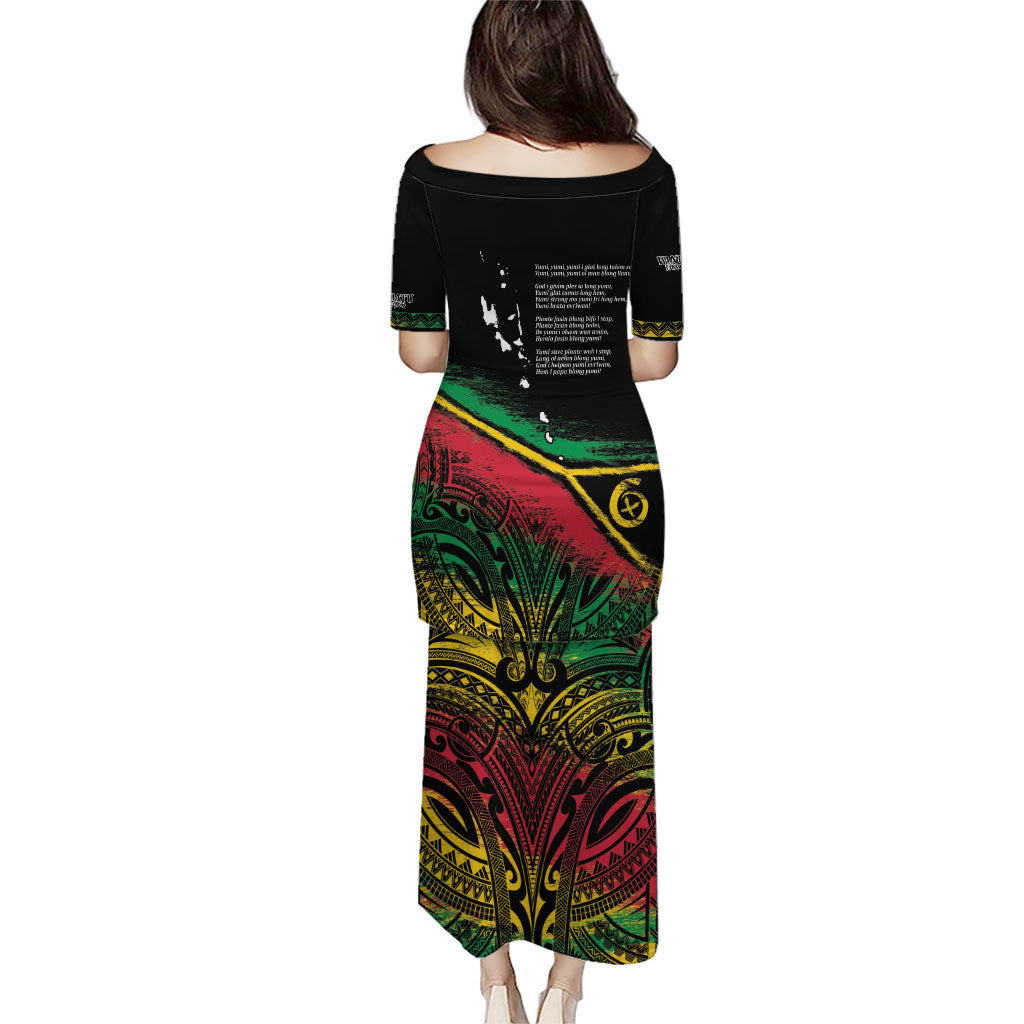 Vanuatu 46th Year Anniversary Family Matching Puletasi and Hawaiian Shirt Vintage Grunge Vanuatu Flag Heritage