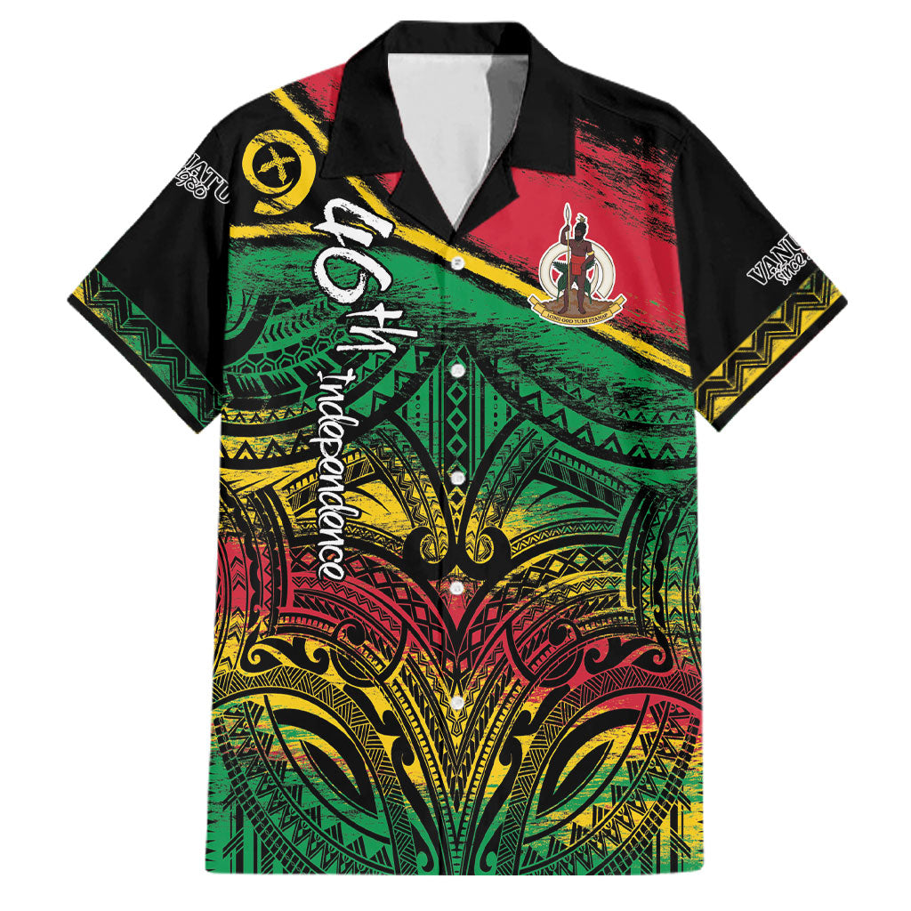 Vanuatu 46th Year Anniversary Family Matching Tank Maxi Dress and Hawaiian Shirt Vintage Grunge Vanuatu Flag Heritage