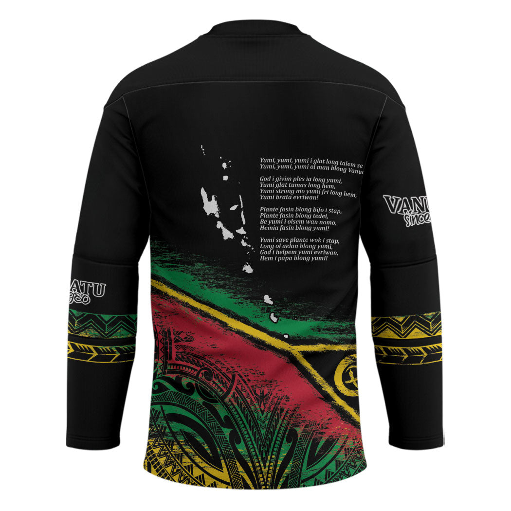 Vanuatu 46th Year Anniversary Hockey Jersey Vintage Grunge Vanuatu Flag Heritage LT9 - Polynesian Pride