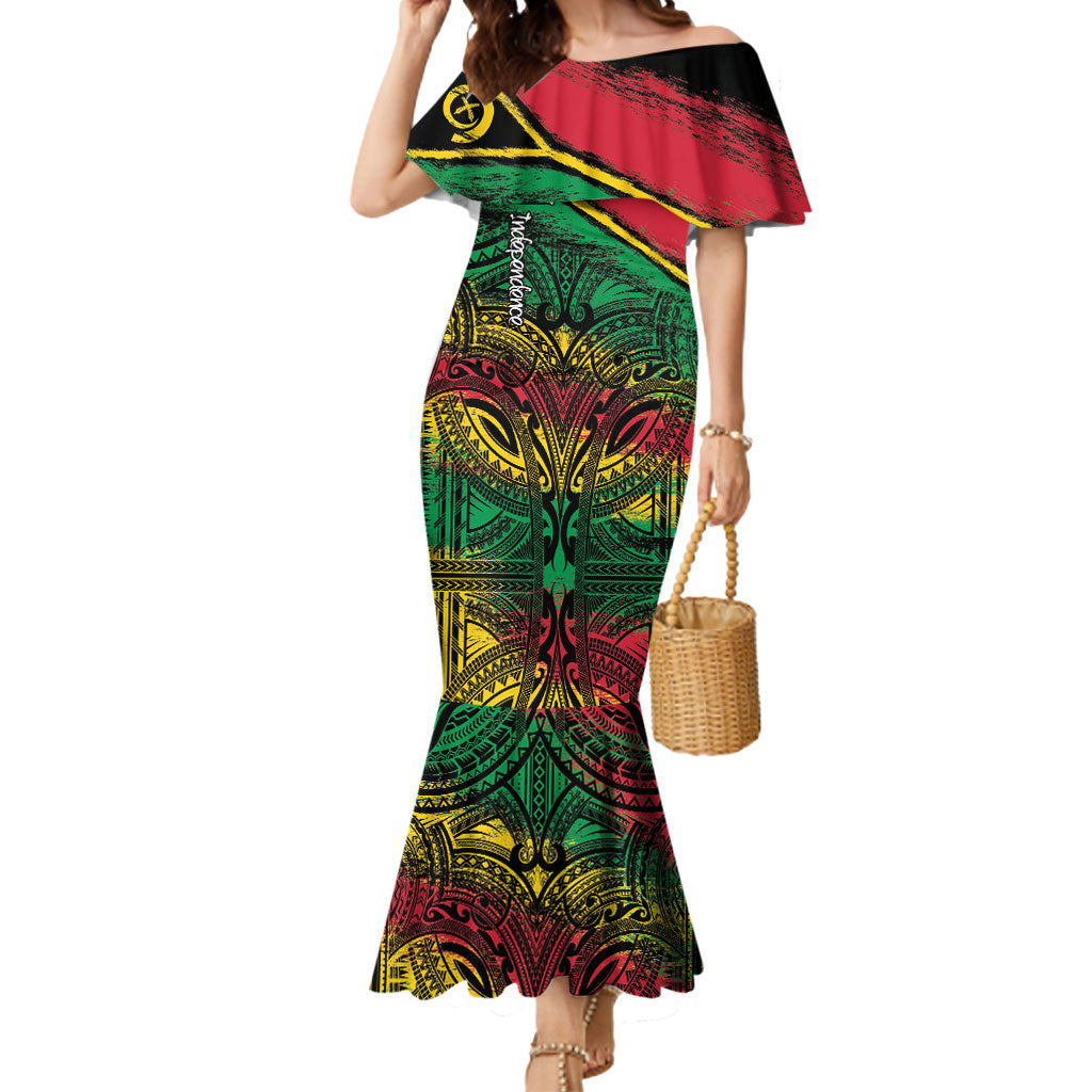 Vanuatu 46th Year Anniversary Mermaid Dress Vintage Grunge Vanuatu Flag Heritage