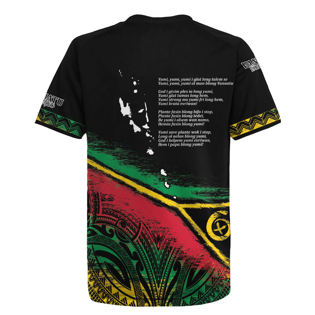 Vanuatu 46th Year Anniversary Rugby Jersey Vintage Grunge Vanuatu Flag Heritage LT9 - Polynesian Pride