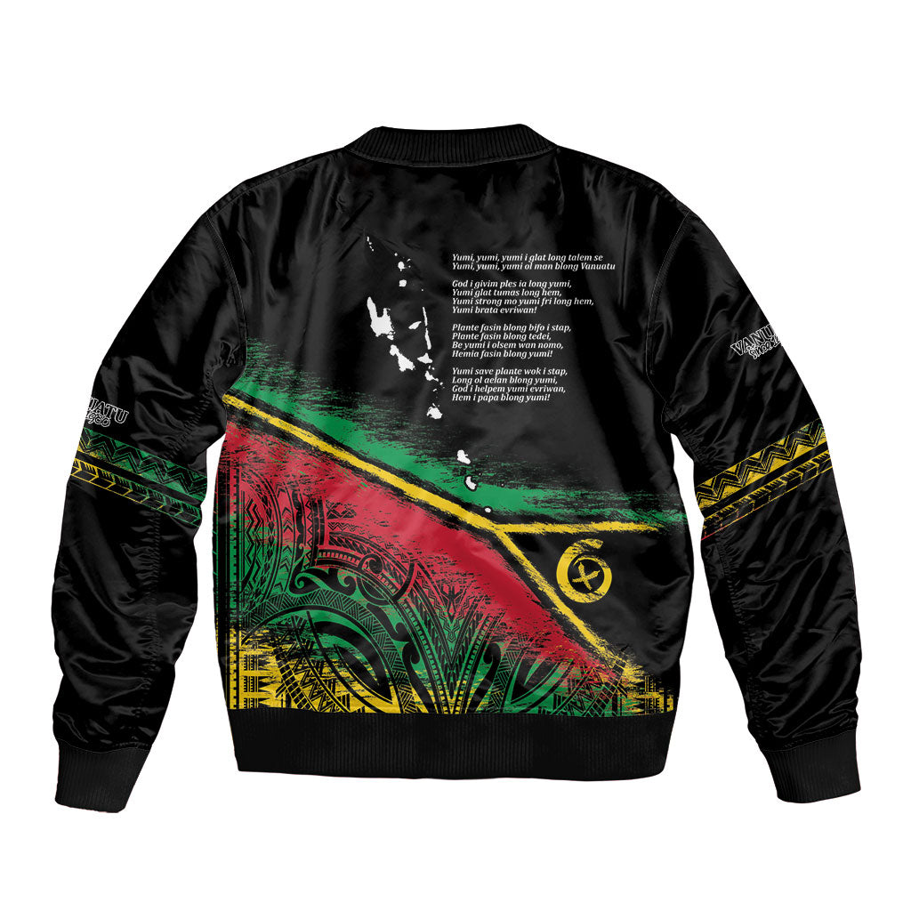 Vanuatu 46th Year Anniversary Sleeve Zip Bomber Jacket Vintage Grunge Vanuatu Flag Heritage LT9 - Polynesian Pride